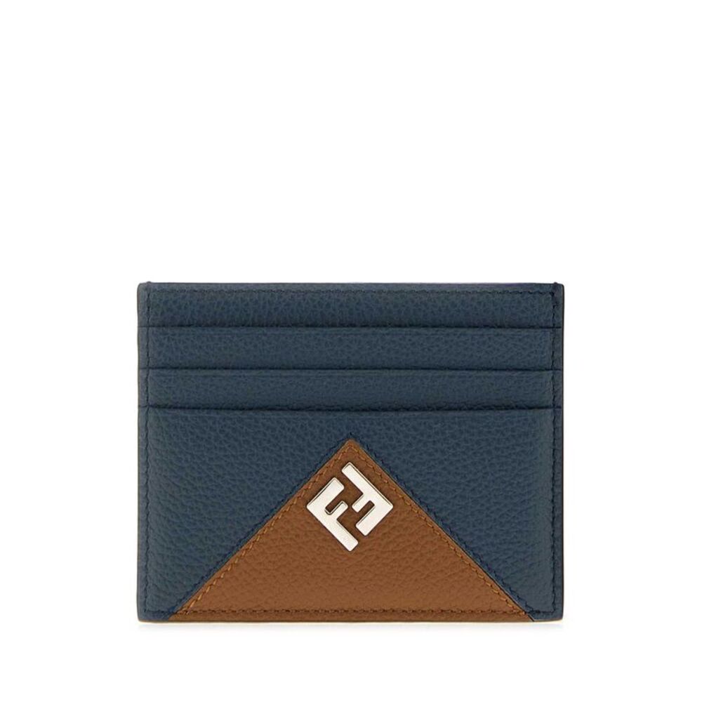 Fendi Men Navy Blue Leather Card Holder